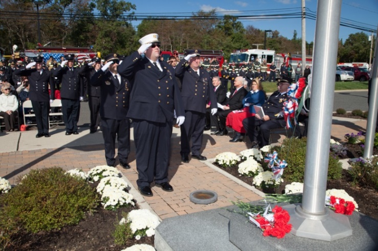 Local firefighters at the Monmouth County Fallen Firefighters memorial service on Oct. 5 in Howell, NJ.